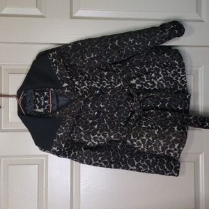 Rue21 Is animal print button belted long sleeve jacket size medium